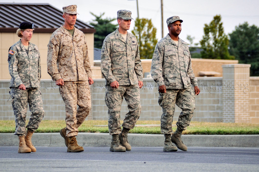 Left to right: Brigadier General Malinda E. Dunn, Commander, US Army Legal Services Agency and Chief Judge, US Army Court of Criminal Appeals, The Judge Advocate General’s Corps, US Army, Colonel Andrew H. Smith, Commanding Officer, Marine Barracks, Washington, DC., Colonel Dwight Sones, US Air Force, Vice Commander, 436th Airlift Wing, Dover AFB, Chaplin Captain William Cooper.