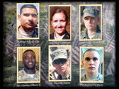 These six Soldiers died July 8, 2012 of wounds suffered when enemy forces attacked their unit in Maidan Shahr, Wardak province, Afghanistan, with an improvised explosive device. They were assigned to the 978th Military Police Company, 93rd Military Police Battalion, Fort Bliss, Texas.