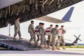 U.S. Army carry team transfers the remains of Army Maj. Gen. Harold J. Greene of Schenectady, N.Y., Aug. 7, 2014 at Dover Air Force Base, DE. Greene was assigned to the Combined Security Transition Command, Afghanistan.