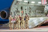 Army carry team carries the transfer case containing the remains of Sgt. Dillon C. Baldridge, 22, of Youngsville, North Carolina upon arrival at Dover Air Force Base, DE on June 12, 2017.
