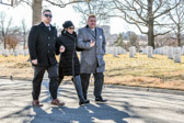 Carlo Aragoncillo and Brian Donnelly walk with Joan Harrison, daughter of Tuskegee Airman 'Major' John L. Harrison, Jr.