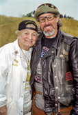 Gold Star Mother Linda Driza with King Cavalier II at Rolling Thunder® "Ride For Freedom".       King helps provide escort riders for the Gold Star Moms and "Operation Carry The Flame".