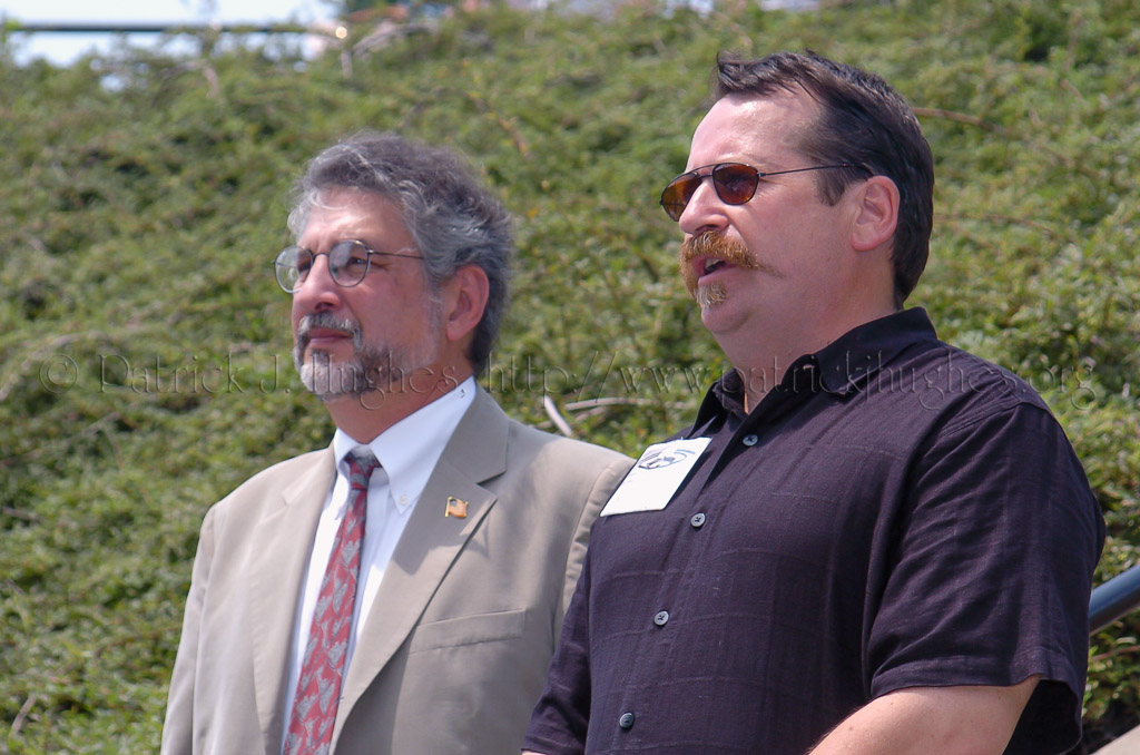 Paul Schneeberger, on left, his film “Beyond Tribute” was shown prior to these ceremonies