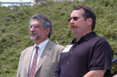 Paul Schneeberger, on left, his film “Beyond Tribute” was shown prior to these ceremonies