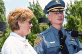 New Jersey State Police officer Major F. Rogers with National Gold Star Mother President Judith Young at the podium