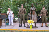 Judith Young, Chairman of the Gold Star Mothers National Monument Foundation, explains to the audience what this statue means to her.
