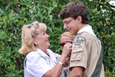 Judith Young, GSM (PNP) presented the Gold Star Mothers National Monument Foundation's Distinguished Service Medal for engineering the establishment of the GSM honor plaque to Eagle Scout, Jason Maybach.  This was Jason’s main Eagle Scout project.