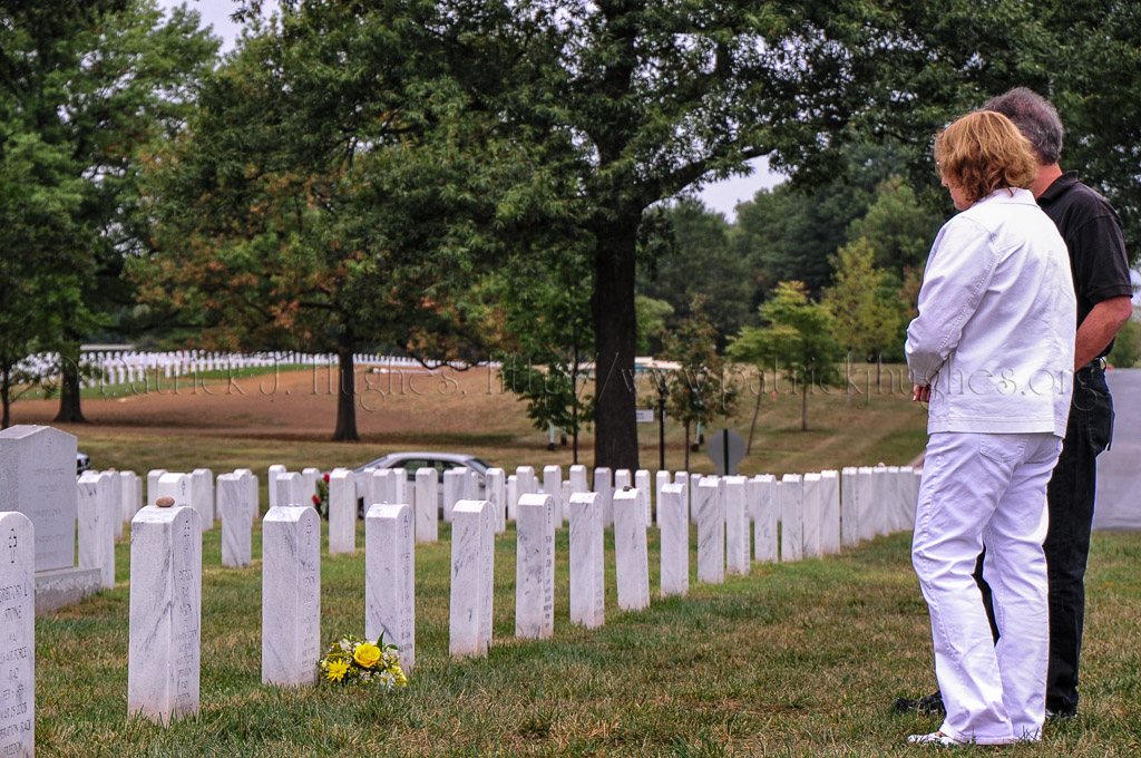 Gold Star Parents Dave and Becky Lalush at their only son Michael grave site.