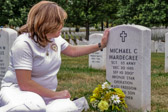 Cynthia Hardegree Kruger spends a few minutes with her son, Army Sgt. Michael C. Hardegree who died September 10, 2007 serving During Operation Iraqi Freedom