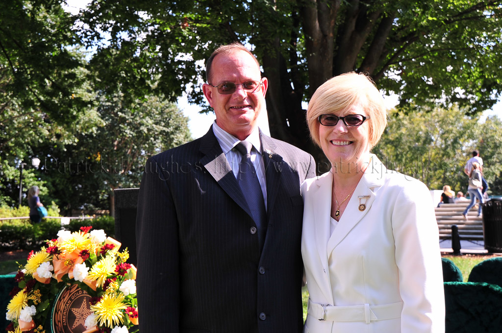 Kevin Secor, VSO Liaison, Office of the Secretary of the Department of Veterans Affairs with Gold Star Mother President Mary Byers.