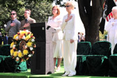 Gold Star Mother 2nd Vice-President Jennifer Jackman leads the Pledge of Allegiance.