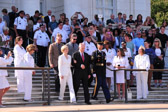 The Byers family is escorted to the wreath laying at the Tomb of the Unknowns.