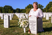 Gold Star Mother Sandy Dutton visits with her Son Nicholas in Section 60 of Arlington National Cemetery.