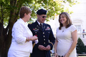 Gold Star Mother Sergeant at Arms Donna Bagwell, Chaplin, LTC Douglas Etter PAANG and Cindy Kruger, 2nd Vice-President share a moment before the start of the afternoon ceremonies.