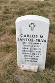 Hero and Husband<br />SPC Carlos M. Santos-Silva<br />Section 60-9150<br />“12/25/1997: Carlos & Kristen = Solepartners Found Forever<br />Love You, Miss You, Till We Talk Again 23, Kristen”<br />“Dad, I Miss You Gaming Partner, Always Your Son Cameron”