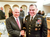 Dr. Robert Gates, former Secretary of Defense with General Mark A. Milley, Chief of Staff of the Army.