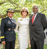 Lieutenant General Gwendolyn Bingham, her husband and Becky Christmas, Gold Star Mothers National President