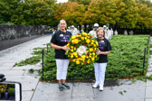 Pam Stemple, National Service Officer, along with Ginger Emerson, National Secretary place the wreath at the Korean War Memorial.