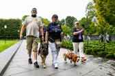 National President Cindy Tatum along with Linus, her husband Andy and support dog Millie make there way on this 2.2 mile walk to bring awareness to Veterans subside.