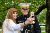 Gold Star Mom takes a selfie with Commandant of the Marine Corps General David H. Berger