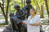 Gold Star Mom Dee Thompson, Flag Guard speaks at the Vietnam Womens Memorial