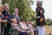 Master Gunnery Sergeant Leonard Spain, funeral director, Marine Barracks Washington, D.C., renders a final hand salute to the family of Jonathan Reed Posey, Jr.