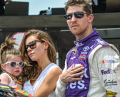 Denny Hamlin and his long-time girlfriend Jordan Fish with their daughter Taylor.