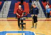 William Cloran of Secane, PA, Uncle of Cardinal O'Hara Basketball Head Coach Steve Cloran and Veteran of the United States Air Force unveiled this meaningful memorial the POW-MIA National Chair of Honor on Friday, December 18, 2015 before the Varsity Basketball game.