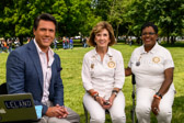 Leland Vittert FOX News Channel correspondent Washington, D.C.,  interviewing Gold Star Mother President Becky Christmas and Mona Gunn, 2019-2020 National President.