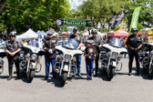 Tim Chambers, the Saluting Marine, with Walt Sides, Vietnam Vet ~Thunder Alley and Christian Jacobs with the Montogomery County MD Police Motor Unit.
