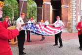 A forty eight star flag ( 1937 era ) will be raised as the bell tolls 0800 at Independence Hall.