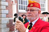 Commandant Neil B. Corley, Marine Corps League of Pennsylvania, Inc. assists in the 48 star flag raising ceremony.