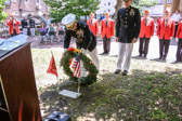 Col. John C. Church, Jr. laying wreath at the marker for the1st Commandant of the United States Marine Corps, Samuel Nicholas