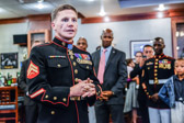 A surprise guest after ceremonies to the staff NCO Club was MOH Cpl. William “Kyle” Carpenter who addressed those in attendance.