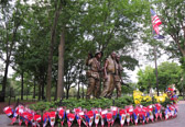 The Three Soldiers statue was designed to supplement the Vietnam Veterans Memorial, by adding a more traditional component such as a statue that depicts warriors from that war.<br />The statue, unveiled on Veterans Day, 1984, was designed by Frederick, who placed third in the original memorial design competition.