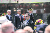 Escorted by Army Maj. Gen. Michael Linnington, commander, Joint Force Headquarters National Capital Region, Vice President Joe Biden and President Barack Obama arrive at the 50th anniversary of the Vietnam War at the Vietnam Veterans Memorial, Washington, D.C., May 28, 2012.