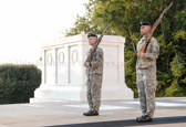 Since World War II The Old Guard has been the Army's official HONOR GUARD. Among their duties, beyond providing security to our Nation's Capitol in time of national emergency or civil disturbance, are some of the most impressive displays of military ceremony. Soldiers from The Old Guard escort the President, conduct military ceremonies at the White House, Pentagon, and national memorials in our Capitol City, including funeral details and other special ceremonies at Arlington National Cemeteries. One of their most recognized responsibilities is providing sentinels...Tomb Guards, at the Tomb of the Unknown Soldier.