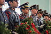 On Friday, December 10, the VFMA&C welcomed “Wreaths Across America” to campus for a wreath laying ceremony as they travel on their way to Arlington National Cemetery. This year marks the 19th year of this tradition, started by Morrill Worcester of Worcester Wreath Company. Over 200,000 wreaths will be placed around the country in honor of the service and sacrifice of our Nation’s veterans and their families.