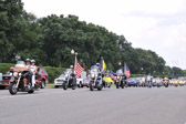Christina Kazakavage Gold Star Mother of TSgt Adam K. Ginett KIA 1/19/10 leads riders into Arlington National Cemetery