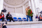 Morrill Worcester is giving the 1,000,000 wreath to American Gold Star Mother President Mary Byers to be laid in Section 60 of Arlington National Cemetery