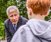Secretary of Defense Chuck Hagel, a Vietnam Veteran and his wife Lilibet also visited with the Gold Star Families giving out some challenge coins to the children.