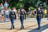 When the relief commander passes by, the new sentinel begins walking at a cadence of 90 steps per minute.