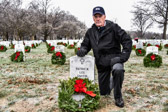 Kneeling is Joseph Francis Dunford Jr. a United States Marine Corps general, currently the 19th Chairman of the Joint Chiefs of Staff.  Paying his respects to 1st Lt. Patrick Lee Smith aka “Infidel” served with distinction throughout his 20 year military career from June 1987 to June 2010, enlisting in the Pa Army National Guard in 1987, and the in the United States Marine Corps in 1989. He was deployed with the 26th Marine Expeditionary Unit to Bosnia 1995-96. He also served in Paculpa, Peru, later in 1996. In 1998 he was reassigned to Marine Air Control Squadron 24 at Willow Grove Air Station. In addition to his 2 tours in Bosnia with the Marine Corps, he also served 2 tours in Iraq with the US Army. He has been nominated for the Legion of Merit Award and was awaiting the award of the Purple Heart for wounds received in action.
