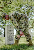 A Tomb Sentinel will conduct a ceremony at noon at the Tomb of the Unknown Soldier. The Sentinel will place American flags at each of the four crypts to honor all of our nation's fallen heroes.