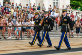 When the relief commander passes by, the new sentinel begins walking at a cadence of 90 steps per minute.
