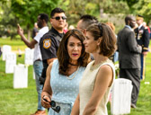 Ms. Karen Durham-Aguilera, Executive Director Army National Military Cemeteries share some thoughts with Arlington National Cemetery Superintendent Katharine Kelley.