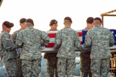 Carry team carries transfer case of  Spc. Daniel P. Drevnick to the mortuary transfer vehicle
