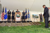 The Dover Air Force Base Chaplain says a prayer for the fallen.