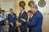 General Norton A. Schwartz, Chief of Staff of the U.S. Air Force answers a question from the press.