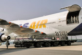 The K-loader for the 747 aircraft has been lowered and the dignified transfers begin.